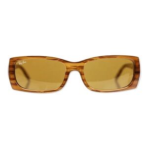 RAY BAN WOOD GRAIN RECTANGLE TINTED SUNGLASSES - RB4067 689